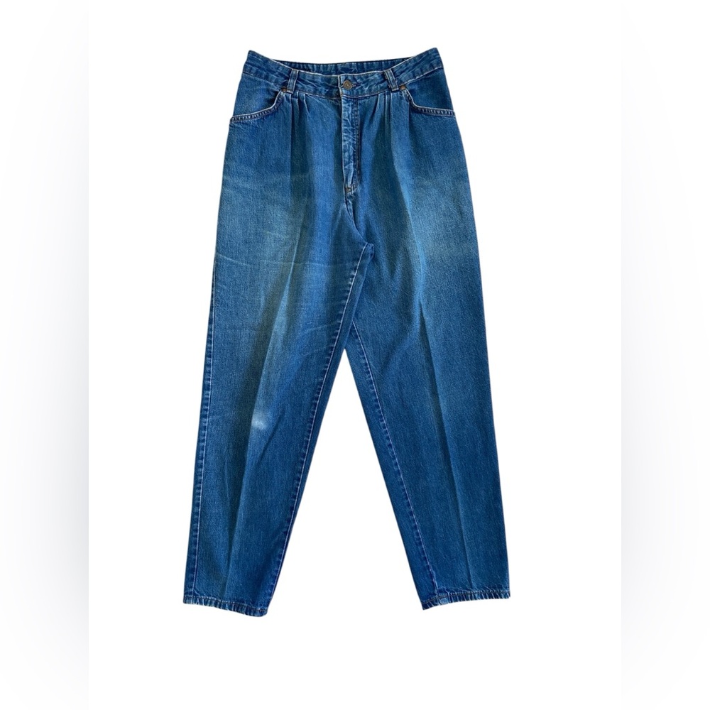 Vintage 70s Classic Blue High Waist Pleated Levis‎ Denim Mom Jeans 14 Waist 29”